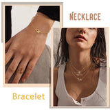 PANTIDE 12 Pcs Constellation Zodiac Layer Horoscope Necklaces Bracelet Earrings Jewelry for Women Initial 14K Gold Rose Gold Silver Plated 12 Constellation Charm Adjustable Accessories Gift with Cards