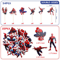 PANTIDE Spider Superhero Birthday Party Decorations Set Superhero Themed Party Supplies Favors Includes Spider Hero Happy Birthday Banner Stickers Foil Latex Balloons Masks Cupcake Toppers(87Pcs)