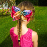 PANTIDE 8Pcs JOJO Bow Hair Clips- 8 Inch Large Sparkly Glitter Sequin Hair Bows and 5 Inch Rainbow Unicorn Grosgrain Ribbon Hair Bows, Alligator Hair Clips Hair Barrettes Accessories with Gift Bag