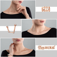 PANTIDE 3Pcs Constellation Zodiac Layer Necklaces for Women Girls, Retro Gold Plated 12 Constellation Pendant Necklace Exquisite Letter Horoscope Old English Zodiac Sign Necklace Jewelry Birthday Gift