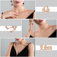 PANTIDE 3Pcs Constellation Zodiac Layer Necklaces for Women Girls, Retro Gold Plated 12 Constellation Pendant Necklace Exquisite Letter Horoscope Old English Zodiac Sign Necklace Jewelry Birthday Gift