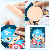 PANTIDE 10Pcs Superhero Mosaic Sticker Art Kits for Kids, Superhero Themed DIY Sticky 3D Handmade Foam Art Puzzles, Superhero Drawing Mosaic Sticker Craft Activity, Birthday Gift for Toddlers