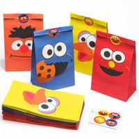 PANTIDE 24Pcs Sesame Goody Candy Treat Bags Sesame Party Favor Bags Sesame Party Supplies Sesame Party Decorations Elmo Cookie Monster Big Bird Ernie with Stickers for Birthday Party Baby Shower