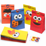 PANTIDE 24Pcs Sesame Goody Candy Treat Bags Sesame Party Favor Bags Sesame Party Supplies Sesame Party Decorations Elmo Cookie Monster Big Bird Ernie with Stickers for Birthday Party Baby Shower