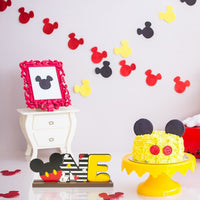 Laffact Mickey Theme One Letter Sign Table Decoration for Wooden Table Centerpiece Topper, 1st Birthday Party Decoration Supplies One Birthday Wood Table Sign Milestone Photo Props for Baby Shower