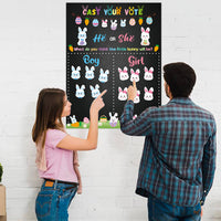 PANTIDE Little Bunny Gender Reveal Party Games for Guests Cast Your Vote He or She Gender Reveal Poster with Team Boy or Team Girl Easter Bunny Voting Stickers for Spring Baby Shower Party Supplies