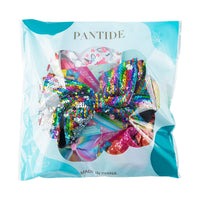 PANTIDE 8Pcs JOJO Bow Hair Clips- 8 Inch Large Sparkly Glitter Sequin Hair Bows and 5 Inch Rainbow Unicorn Grosgrain Ribbon Hair Bows, Alligator Hair Clips Hair Barrettes Accessories with Gift Bag