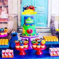 PANTIDE 49 Pack Sesame Inspired Cake & Cupcake Toppers Kit, Happy Birthday Sesame Cake Topper Cupcake Toppers Elmo Cookie Monster Big Bird Birthday Party Supplies Favors Cake Decorations for Kids