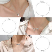 PANTIDE 3Pcs Constellation Zodiac Layer Necklace for Women Retro Gold Plated 12 Constellation Pendant Necklace Exquisite Letter Horoscope Old English Zodiac Sign Necklace Jewelry Birthday Gift(Silver)