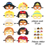 PANTIDE 88Pcs Princess Pretend Play Set- Felt Masks, Hair Elastics, Bracelets, Jewelry Rings, Self-Inking Stampers, Stickers, Princess Themed Party Favors for Girls Birthday Prizes