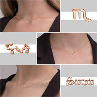 PANTIDE 3Pcs Constellation Zodiac Layer Necklaces for Women Girls, Retro Gold Plated 12 Constellation Pendant Necklace Exquisite Letter Horoscope Old English Zodiac Sign Necklace Jewelry Birthday Gift