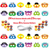 PANTIDE 24 Packs Sesame Printed Masks Birthday Party Supplies - Elmo Cookie Monster Big Bird Dress up Party Favors for Kids, Cartoon Sesame Themed Birthday Party Pretend Play Cosplay Photo Booth Props