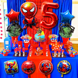 PANTIDE 8Pcs Spiderman Balloons 5th Birthday Kit- Avengers Theme Birthday Party Supplies Decorations Balloons Bundle for Baby Boys, Perfect for Kids’ Superhero Theme Party Favors Party Foil Balloons