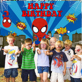 PANTIDE Spiderman Happy Birthday Backdrop Banner, Spiderman Large Poster Photography Background Wall Decor Studio Photo Props, Superhero Avengers Party Decorations Supplies for Birthday(5.9ft x 3.6ft)