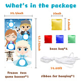 PANTIDE Frozen Toss Game Banner with 4 Bean Bags, Snow Queen Elsa Anna Party Games Activities for Kids and Adults, Frozen Theme Indoor Outdoor Throwing Game Birthday Party Decoration Supplies