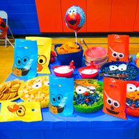 PANTIDE 60Pcs Sesame Goody Candy Treat Bags Sesame Themed Plastic Bags with Stickers, Sesame Party Favor Bags Party Supplies Decorations Elmo Cookie Monster Big Bird for Birthday Party Baby Shower
