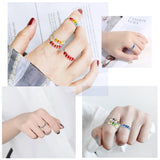 PANTIDE 11Pcs Anxiety Bead Rings Colorful Stackable Fidget Band Rings Adjustable Spinner Rings Rotate Freely Unisex Anti Anxiety Ring with Beads Worry Anxiety Stress Relief for Women Men Teen Girls