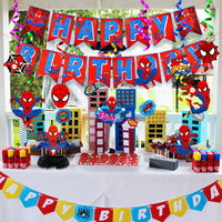 PANTIDE Spiderman Party Decorations for Kids Birthday, Superhero Birthday Party Supplies - Spiderman Happy Birthday Banner Bunting, Hanging Swirls Streamers, Honeycomb Centerpiece Table Topper