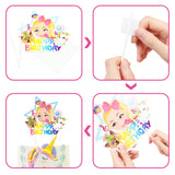 PANTIDE Set of 49 JOJO Cake Toppers Cupcake Toppers - HAPPY BIRTHDAY JOJO Cake Topper, Rainbow Bow Unicorn Puppy Lollipop Donut Microphone Cupcake Toppers – JOJO Birthday Party Decorations for Girls