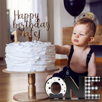 PANTIDE Mr. Onederful ONE Letter Sign Wooden Table Centerpiece for Baby Boys Little Man 1st Birthday Party Decorations Black White and Gold Checkered Bow Tie Table Decor Baby Shower Cake Smash Props