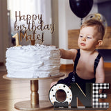 PANTIDE Mr. Onederful ONE Letter Sign Wooden Table Centerpiece for Baby Boys Little Man 1st Birthday Party Decorations Black White and Gold Checkered Bow Tie Table Decor Baby Shower Cake Smash Props