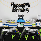 PANTIDE 25Pcs Video Game Birthday Party Decorations, Game On Birthday Party Supplies for Boys – Game Controller Foil Balloons, Gaming Glittery Happy Birthday Banner, Shiny Cake Topper, Cupcake Toppers