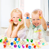 PANTIDE 78Pcs Acrylic Diamond Gems Jewels Alloy Gold Round Ring Set The Blue Hedgehog Chaos Emeralds Power Rings Party Favor Supplies Cake Decoration Pirate Treasure Chest Hunt for Kids with Bag