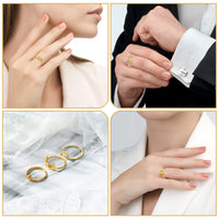PANTIDE 3Pcs Constellation Zodiac Sign Open Rings for Women Girls, Retro Gold Plated 12 Constellation Finger Rings, Exquisite Letter Horoscope Old English Zodiac Sign Rings Jewelry for Birthday Gift