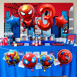 PANTIDE 8Pcs Spiderman Balloons 3rd Birthday - Including Giant Number 3 Balloon, Foil Balloons, Avengers Superhero Theme Birthday Party Decorations Supplies for Baby Kids Boys Who Likes Spiderman