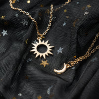 PANTIDE 2Pcs Sun and Moon Necklaces for Women Girls, Initial Gold Plated Necklace Friendship Pendant Necklace Exquisite Jewelry Birthday Gift for Women Teen Girls Christmas Anniversary Valentine's Day