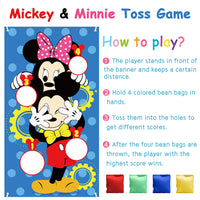 PANTIDE Mickey Mouse Toss Games with 4 Bean Bags, Mickey Minnie Mouse Indoor Outdoor Party Games, Mickey Themed Birthday Party Decoration Supplies, Great Throwing Games Large Banner for Kids and Adult