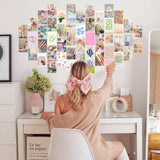 PANTIDE 50Pcs Danish Pastel Aesthetic Wall Collage Kit Pink Theme Poster Photo Dorm Trendy Cottagecore Wall Art Print Warm Color Pictures Collage Room Bedroom Decor Gift for Teen Girls, 4x6 Inch