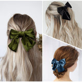 PANTIDE 6 Packs Velvet Hair Bow Clips Barrettes with Black Hair Ties, 6 Colors Large Hair Bowknot with Alligator Hair Clips, Elegant French Style Hair Accessories for Toddlers Baby Girls Women Ladies