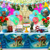 PANTIDE 36 Pieces Moana Party Decorations Supplies Kit - Including Double-Sided Latex Balloons, Foil Balloons, Cake & Cupcake Toppers, Banner Flag, Table Cover for Kids Birthday Party Baby Shower