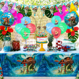 PANTIDE 36 Pieces Moana Party Decorations Supplies Kit - Including Double-Sided Latex Balloons, Foil Balloons, Cake & Cupcake Toppers, Banner Flag, Table Cover for Kids Birthday Party Baby Shower