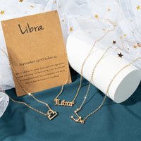 PANTIDE 3Pcs Constellation Zodiac Layer Necklaces for Women Girls, Retro Gold Plated 12 Constellation Pendant Necklace Exquisite Letter Horoscope Old English Zodiac Sign Necklace Jewelry Birthday Gift