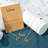 PANTIDE 3Pcs Constellation Zodiac Layer Necklaces for Women Girls, Retro Gold Plated 12 Constellation Pendant Necklace Exquisite Letter Horoscope Old English Zodiac Sign Necklace Jewelry Birthday Gift