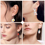 PANTIDE 8 Pairs Funny Dangle Earrings Gummy Bear Goldfish Water Bottle Paint Palette Earrings Strawberry Mushroom Milk Tea Egg Dangle Hook Pendant Earrings Cute Creative Unique Earrings for Women Girl