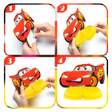 PANTIDE 6 Pieces Race Car Honeycomb Centerpieces for Party Table Decor, Double-Sided Racing Table Topper for Birthday Party Supplies Favors, Let’s Go Racing Themed Photo Booth Props for Baby Shower