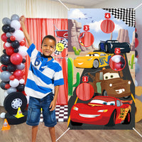 PANTIDE Race Car Toss Game Banner with 4 Bean Bags- Racing Themed Indoor Outdoor Family Party Tossing Activities for Kids Adults, Let’s Go Racing Throwing Games Birthday Party Supplies Decor Gift Set