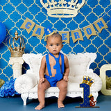 PANTIDE Royal Prince Number 1 Wooden Sign African American Table Centerpiece Blue Gold Crown Little Prince One Party Decoration Supplies for Baby Boys First Birthday Baby Shower Cake Smash Photo Props