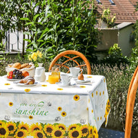 PANTIDE 4Pcs Sunflower Table Cover Plastic Tablecloths Disposable Rectangle Table Cloth Waterproof You Are My Sunshine Themed Picnic Party Favor Supplies Decorations Yellow and White(70.8 x 43.3 Inch)
