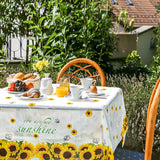 PANTIDE 4Pcs Sunflower Table Cover Plastic Tablecloths Disposable Rectangle Table Cloth Waterproof You Are My Sunshine Themed Picnic Party Favor Supplies Decorations Yellow and White(70.8 x 43.3 Inch)
