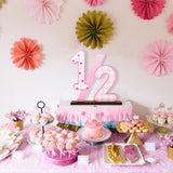 PANTIDE Half Number Sign 1/2 Birthday Wooden Table Centerpiece for Baby Girls 6 Month Birthday Party Decoration Supplies Pink Large Numbers Table Decor for Half Year Baby Shower Cake Smash Photo Props