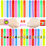 PANTIDE DIY Superhero Slap Bracelets Party Favor with Superhero Stickers for Kids Boys&Girls Birthday Party Supplies Birthday Gifts Class Prizes-48 Pack