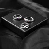 PANTIDE 3 Pcs Frog Open Rings Set for Women, Vintage Adjustable Alloy Animal Finger Rings, Cute Silver Frog with Red Purple Eyes Rings, Fashion Jewelry Gifts for Anniversary Birthday Valentine’s Day
