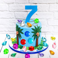 PANTIDE 35Pcs Acrylic Diamond Gems Jewels Alloy Gold Round Ring Set the Blue Hedgehog Chaos Emeralds Power Rings Party Favor Supplies Cake Decoration Pirate Treasure Chest Hunt for Kids with Bag
