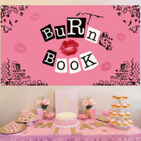 PANTIDE Mean Girls Party Backdrop Banner Hot Pink Burn Book Photography Background Fabric Posters for Room Aesthetic Teen Girls Sweet Birthday Bachelorette Party Decorations Supplies, 6.6 x 3.8 ft