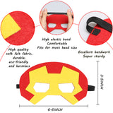 PANTIDE 60 Packs Superhero Party Favors - 36 Pcs Superhero Slap Bracelets, 12 Pcs Felt Masks, 12 Sheets of Stickers, Avengers Superhero Theme Birthday Party Supplies Carnival Class Prize for Kids Boys
