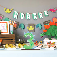 PANTIDE Dinosaur Number 3 Wooden Table Centerpiece for Boys Roar Three Rex Green Jungle Themed Birthday Party Decoration Supplies Little Dino Number Ornament for 3rd Baby Shower Cake Smash Photo Props